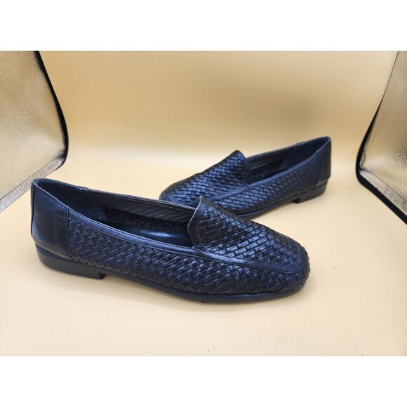 Womans Aerosoles 9B Black Slip On Wedge Loafers Basket Weave - Picture 1 of 8